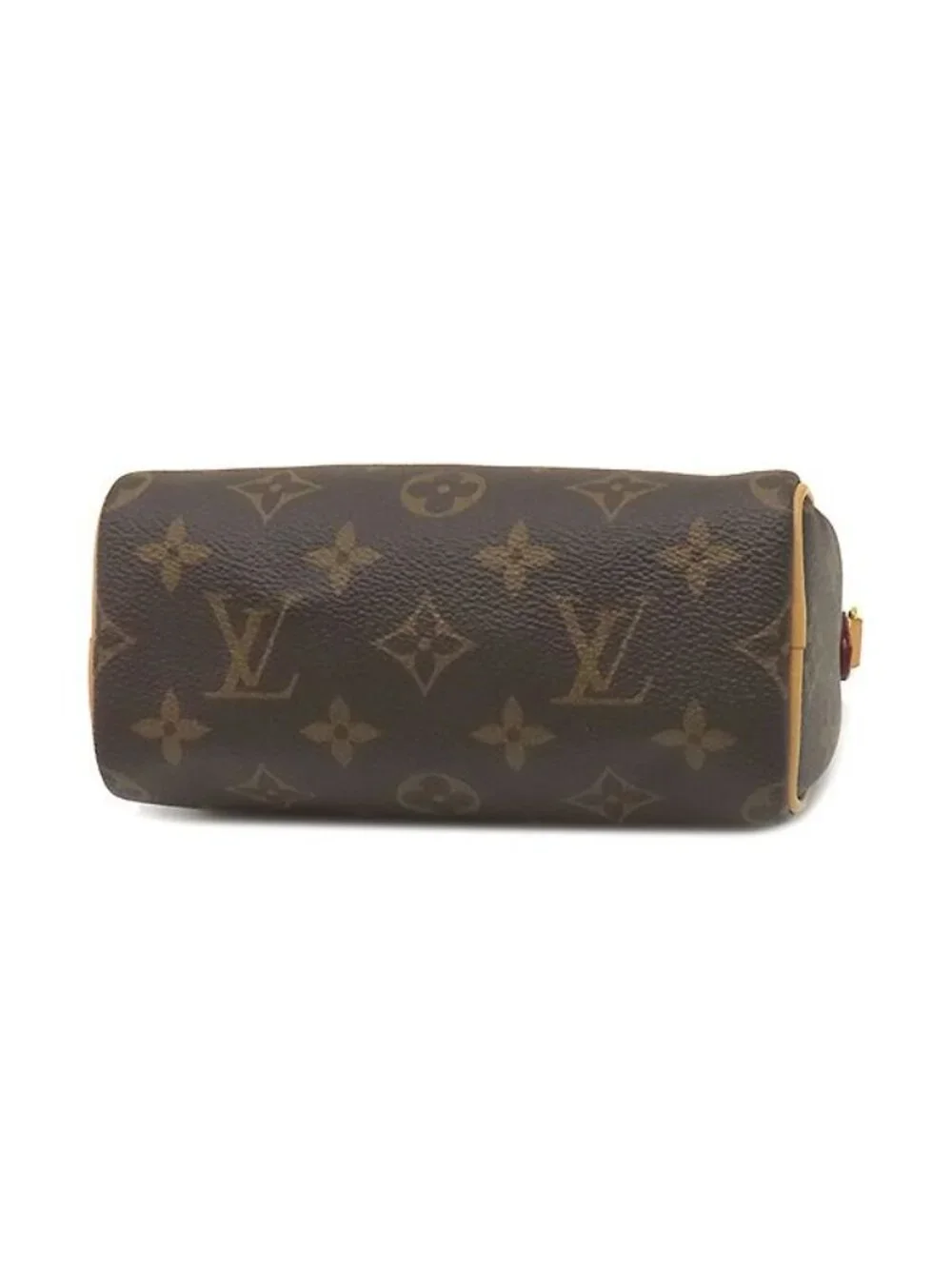 Louis Vuitton 2-Way Bag Nano Speedy Monogram Canvas Gold Shoulder Handbag Brown